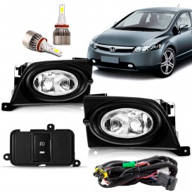 Kit Farol Milha Civic 2006 2007 2008 Com Super Led