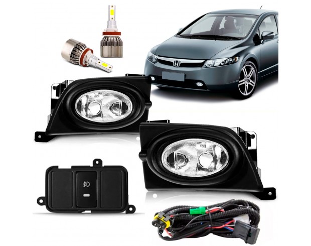 Kit Farol Milha Civic 2006 2007 2008 Com Super Led