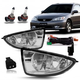 Kit Farol Milha Neblina Civic 2004 2005 Botão Modelo Original Com Halógena