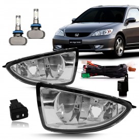 Kit Farol Milha Neblina Civic 2004 2005 Botão Modelo Original Com Ultra Led