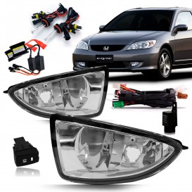 Kit Farol Milha Neblina Civic 2004 2005 Botão Modelo Original Com Xenon 12k