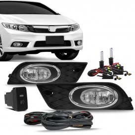 Kit Farol Milha Neblina Civic 2012 2013 2014 Botão Modelo Original Com Xenon 12k