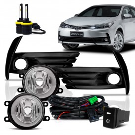 Kit Farol Milha Neblina Corolla 2017 2018 2019 Botão Modelo Original Com Led Nano Vidro