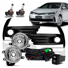 Kit Farol Milha Neblina Corolla 2017 2018 2019 Botão Modelo Original Com Halógena Acrílico