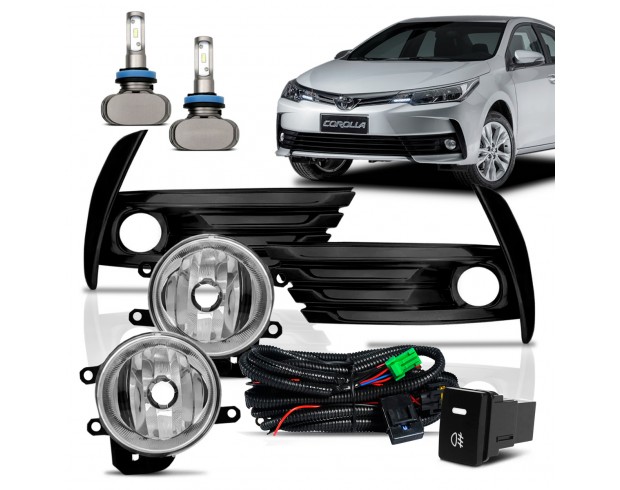 Kit Farol Milha Neblina Corolla 2017 2018 2019 Botão Modelo Original Com Ultra Led Acrílico