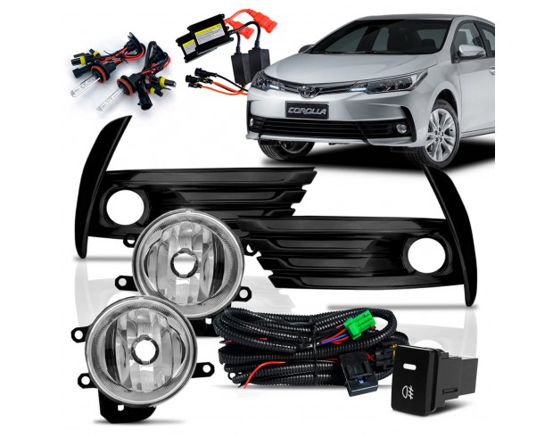 Kit Farol Milha Neblina Corolla 2017 2018 2019 Botão Modelo Original Com Xenon 12k Acrílico