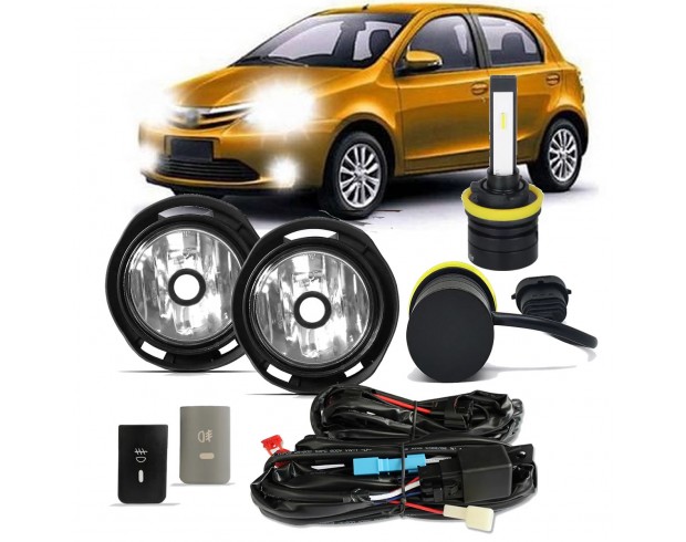 Kit Farol Milha Neblina Etios 2013 2014 2015 2016 2017 2018 2019 2020 2021 Botão Modelo Original Com Nano Vidro
