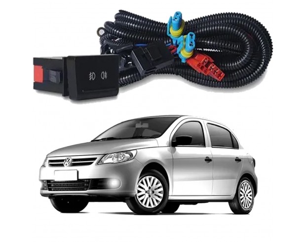 Kit Farol Milha Neblina Gol G5 2009 2010 2011 2012 2013 2014 2015 Botão Modelo Original Com Led Nano