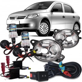 Kit Farol Milha Neblina Gol G5 2009 2010 2011 2012 2013 2014 2015 Botão Modelo Original Com Xenon 12.000K